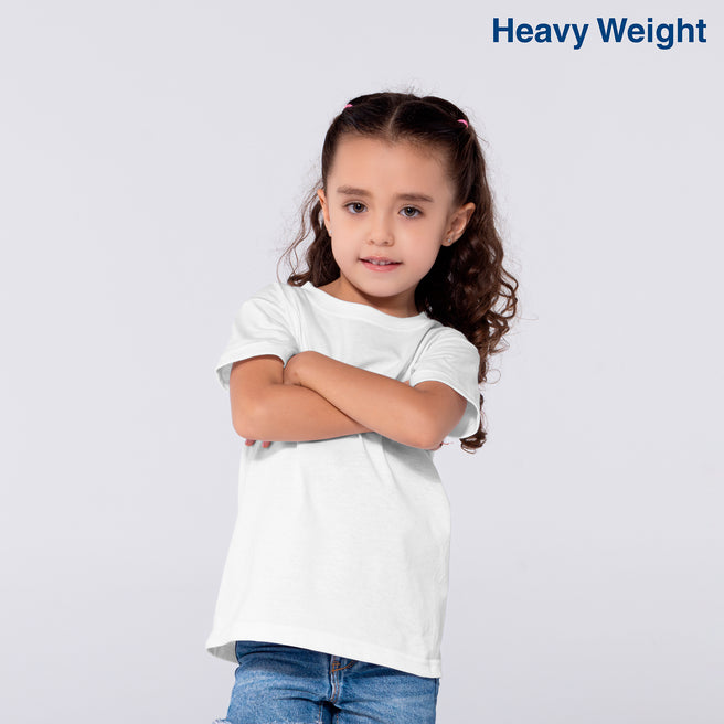 Toddler’s Unisex Heavy Weight Crew Neck Short Sleeve T-Shirt (White)
