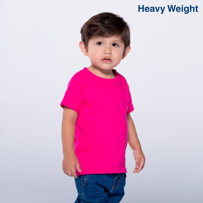 Toddler’s Unisex Heavy Weight Crew Neck Short Sleeve T-Shirt (Fuchsia)