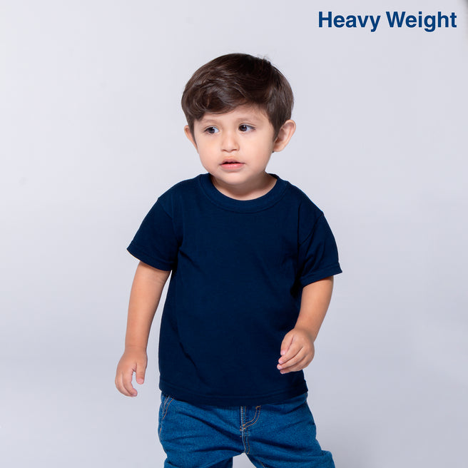 Toddler’s Unisex Heavy Weight Crew Neck Short Sleeve T-Shirt (Navy)