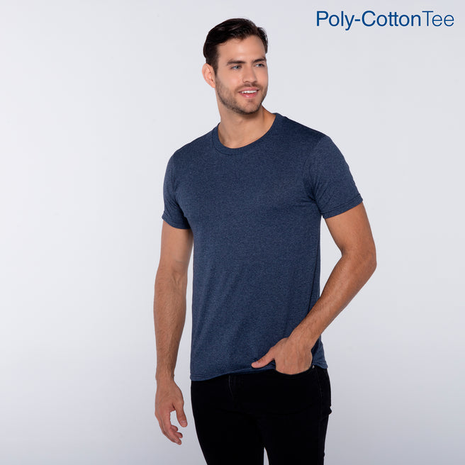 Adult Unisex Crew Neck Short Sleeve T-Shirt (Heather Navy)