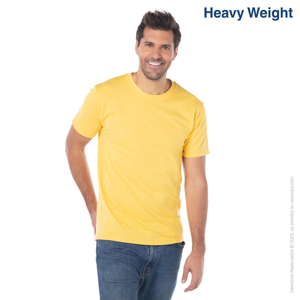 Men's Heavy Weight Crew Neck Short Sleeve T Shirt (Bright yellow