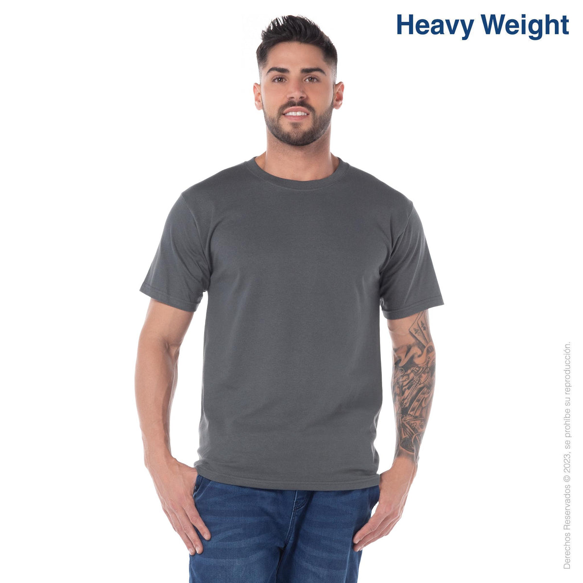Weight Yazbek Men\'s Heavy Neck Short Crew Mint T (Charcoal) Sleeve – Shirt USA