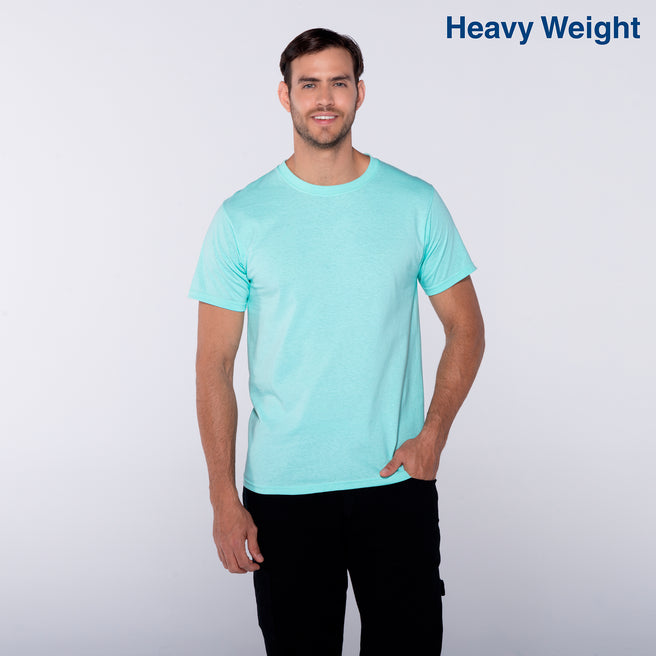 Adult Unisex Heavy Weight Crew Neck Short Sleeve T Shirt (Aqua)