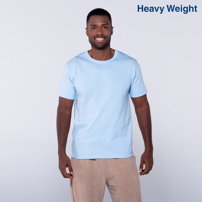 Adult Unisex Heavy Weight Crew Neck Short Sleeve T Shirt (Powder Blue)