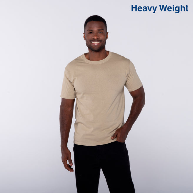 Adult Unisex Heavy Weight Crew Neck Short Sleeve T Shirt (Beige)