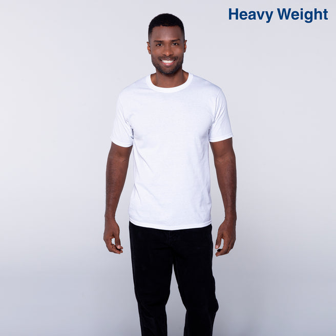 Adult Unisex Heavy Weight Crew Neck Short Sleeve T Shirt (White)
