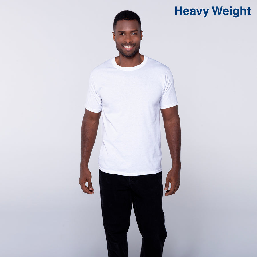 Adult Unisex Heavy Weight Crew Neck Short Sleeve T Shirt (White)