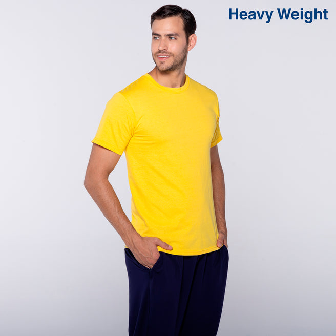 Adult Unisex Heavy Weight Crew Neck Short Sleeve T Shirt (Bright yellow)