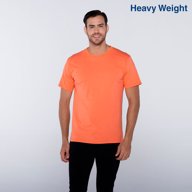 Adult Unisex Heavy Weight Crew Neck Short Sleeve T Shirt (Coral)