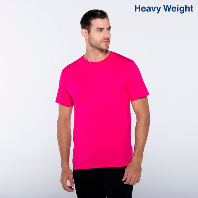Adult Unisex Heavy Weight Crew Neck Short Sleeve T Shirt (Fuchsia)