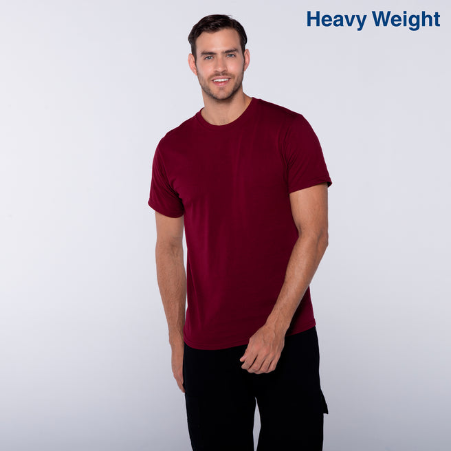 Adult Unisex Heavy Weight Crew Neck Short Sleeve T Shirt (Maroon)