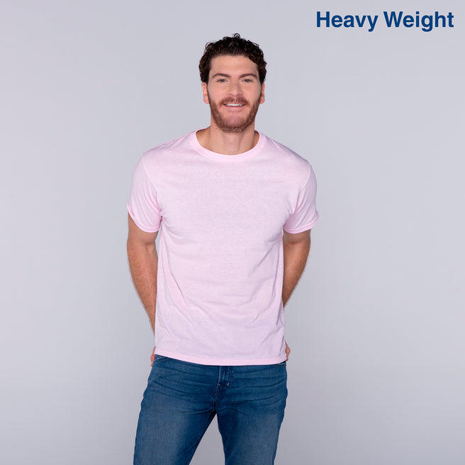 Adult Unisex Heavy Weight Crew Neck Short Sleeve T Shirt (Light pink)