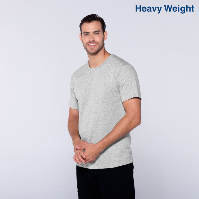 Adult Unisex Heavy Weight Crew Neck Short Sleeve T Shirt (Heather Grey)