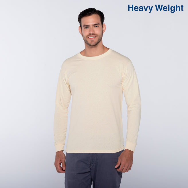 Adult Unisex Heavy Weight Crew Neck Long Sleeve T Shirt (Sand)