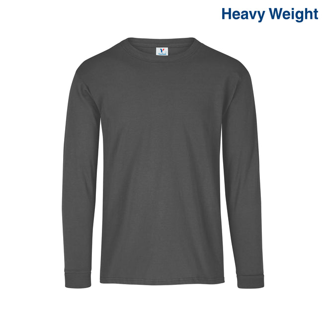 Adult Unisex Heavy Weight Crew Neck Long Sleeve T Shirt (Charcoal)