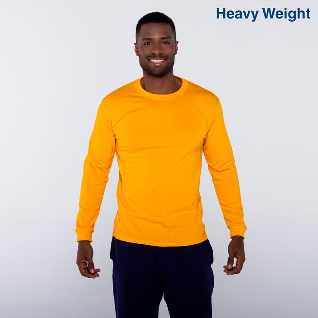 Adult Unisex Heavy Weight Crew Neck Long Sleeve T Shirt (Mango)