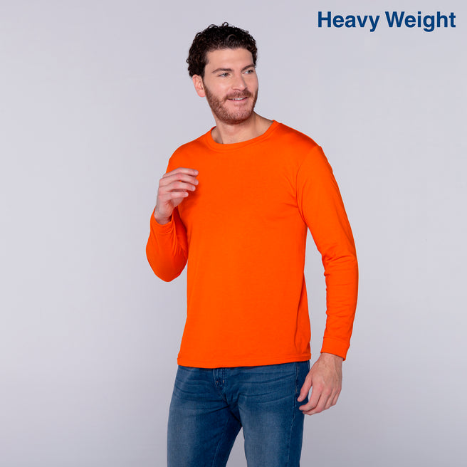 Adult Unisex Heavy Weight Crew Neck Long Sleeve T Shirt (Orange)