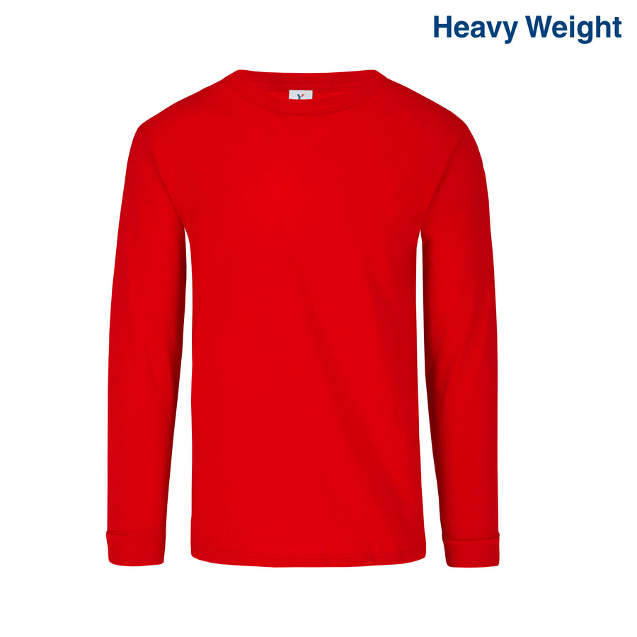 Adult Unisex Heavy Weight Crew Neck Long Sleeve T Shirt (Red)