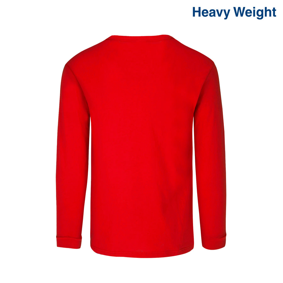 Adult Unisex Heavy Weight Crew Neck Long Sleeve T Shirt (Red)