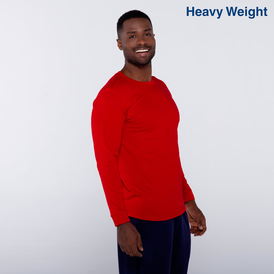 Adult Unisex Heavy Weight Crew Neck Long Sleeve T Shirt (Red)