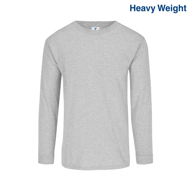 Adult Unisex Heavy Weight Crew Neck Long Sleeve T Shirt (Heather Grey)