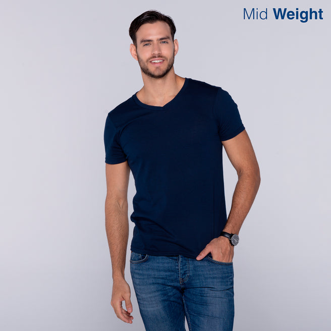 Adult Unisex V-Neck Short Sleeve T-Shirt (Navy)