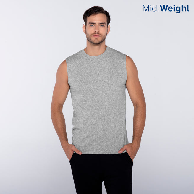Adult Unisex Crew Neck Sleeveless T Shirt (Heather Grey)