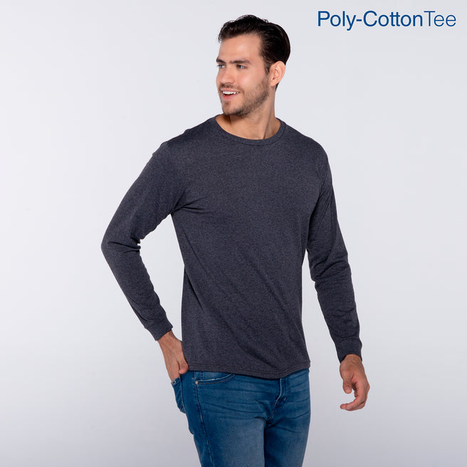 Adult Unisex Crew Neck Long Sleeve T-Shirt (Heather black)