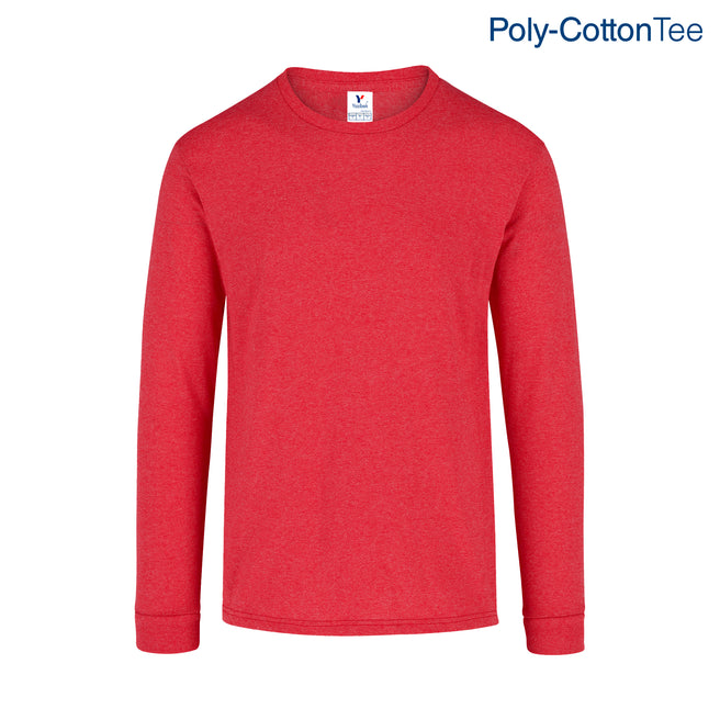 Adult Unisex Crew Neck Long Sleeve T-Shirt (Heather Red)