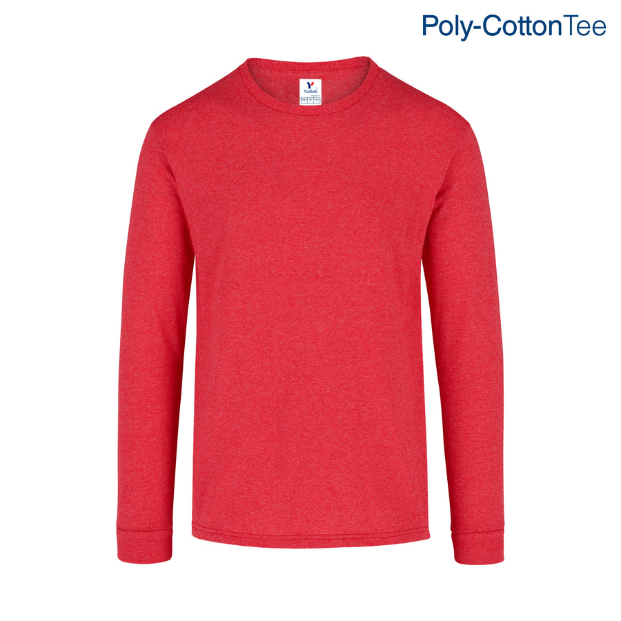 Adult Unisex Crew Neck Long Sleeve T-Shirt (Heather Red)