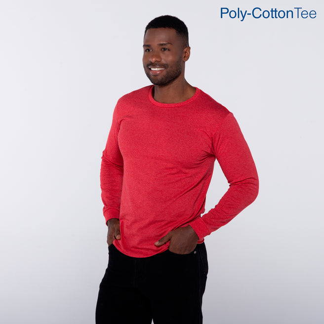Adult Unisex Crew Neck Long Sleeve T-Shirt (Heather Red)