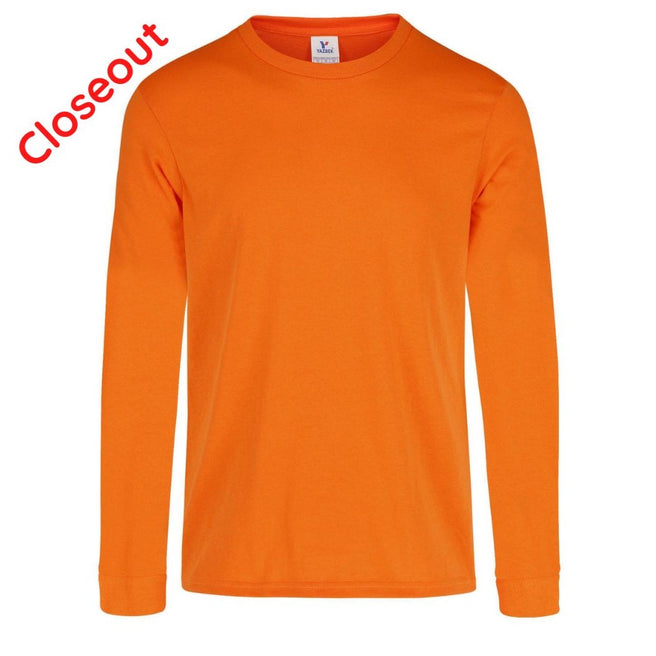 Adult Unisex Crew Neck Long Sleeve T-Shirt (Neon Orange)
