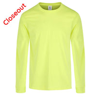 Adult Unisex Crew Neck Long Sleeve T-Shirt (Neon Yellow)