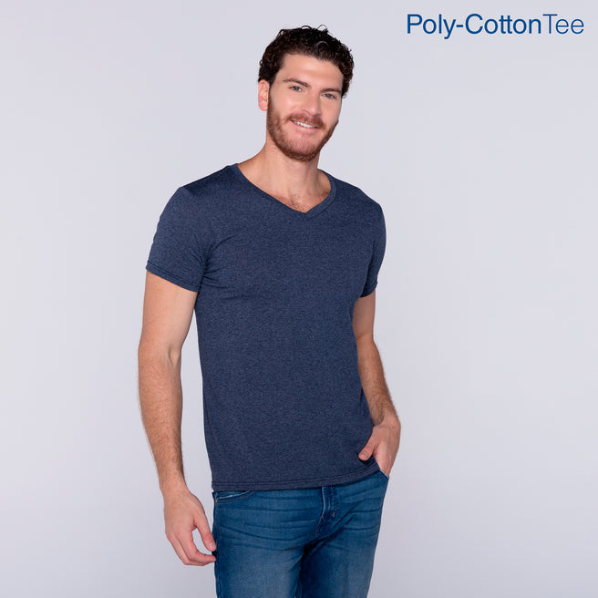 Adult Unisex V-Neck T-Shirt (Heather Navy)