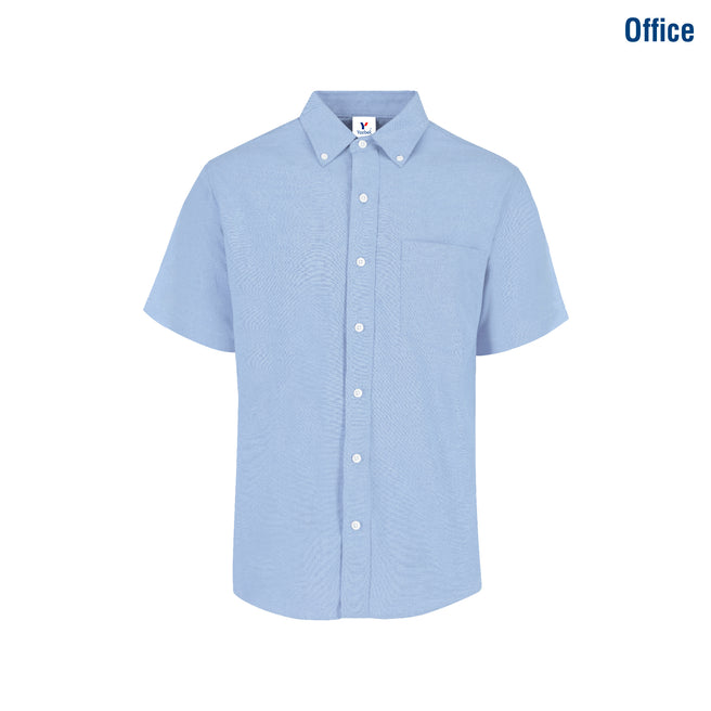 Adult Unisex Short Sleeve Oxford Shirt (Light Blue)