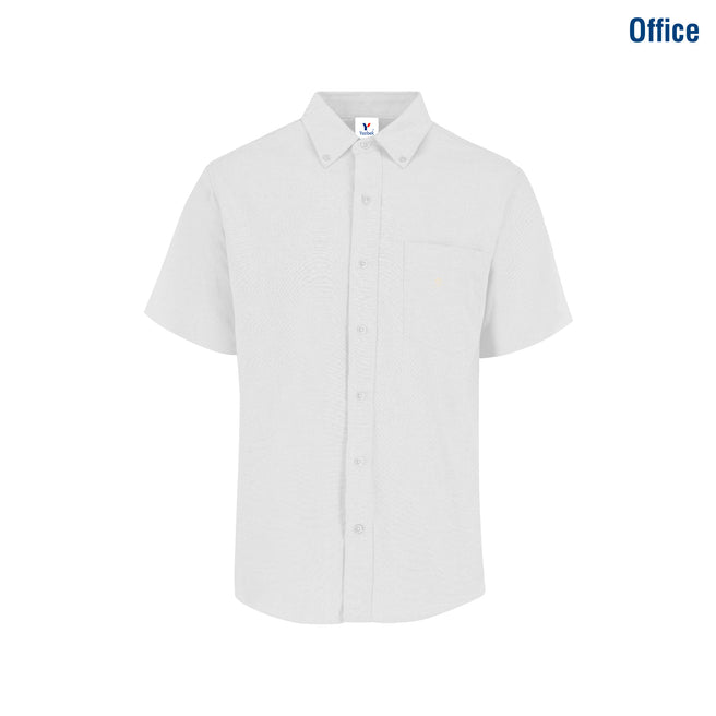 Adult Unisex Short Sleeve Oxford Shirt (White)
