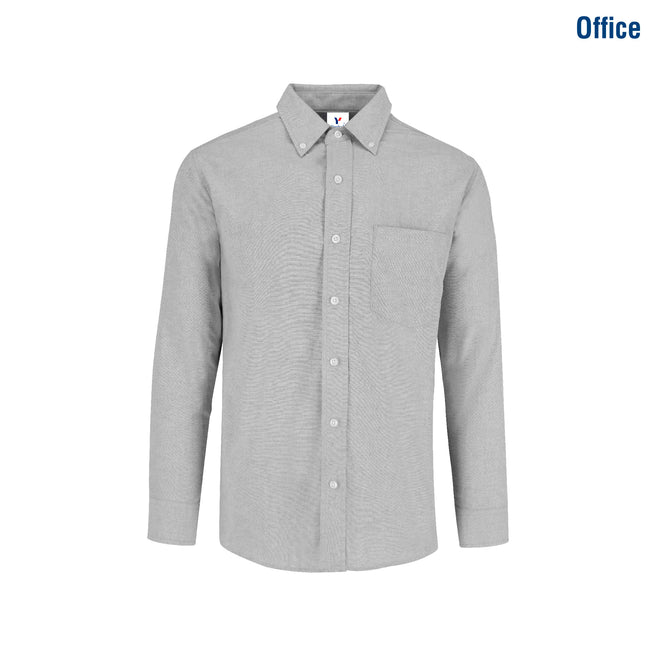 Adult Unisex Long Sleeve Oxford Shirt (Gray)