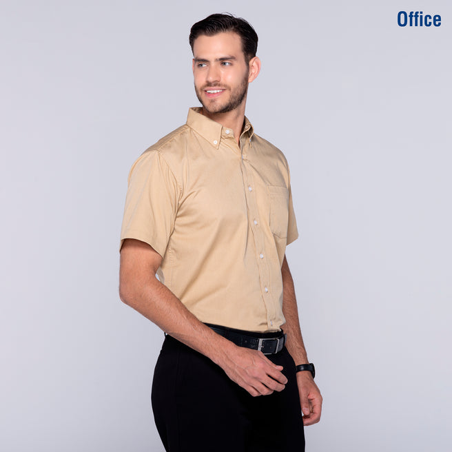 Adult Unisex Short Sleeve Twill Shirt (Beige)