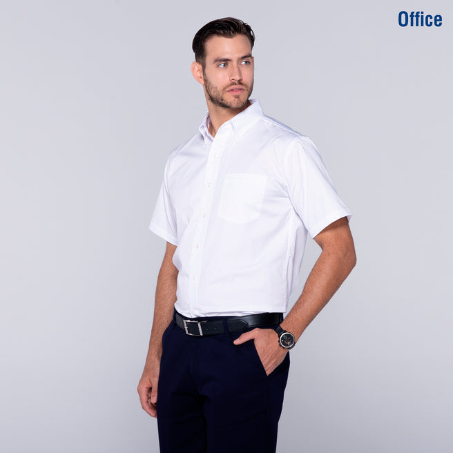 Adult Unisex Short Sleeve Twill Shirt (White)