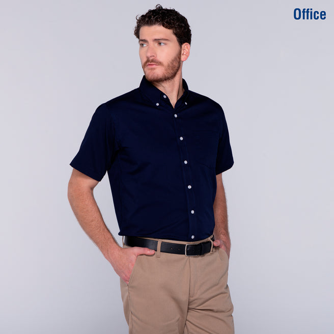 Adult Unisex Short Sleeve Twill Shirt (Navy)