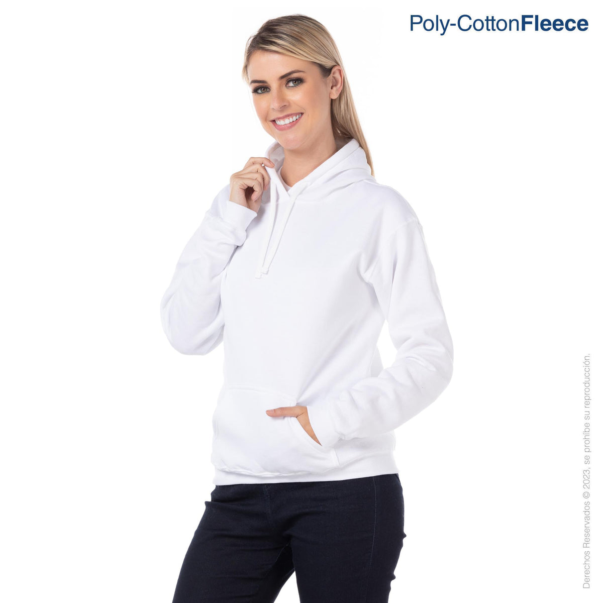 Adult’s Unisex Hooded Sweatshirt With Kangaroo Pocket (White)
