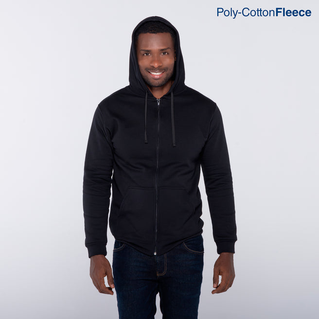 Adult Unisex Full Zip Hooded Sweatshirt With Kangaroo Pocket (Black)