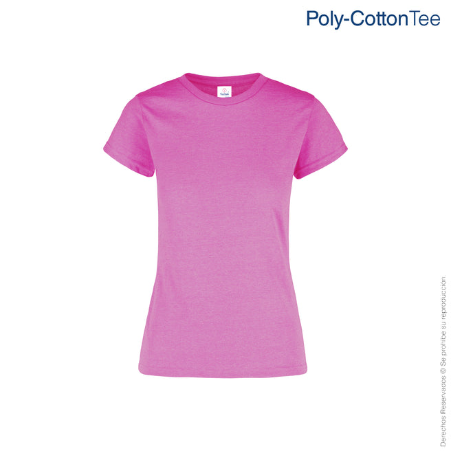 Women’s Crew Neck Short Sleeve Silhouette T-Shirt (Heather Fuchsia)