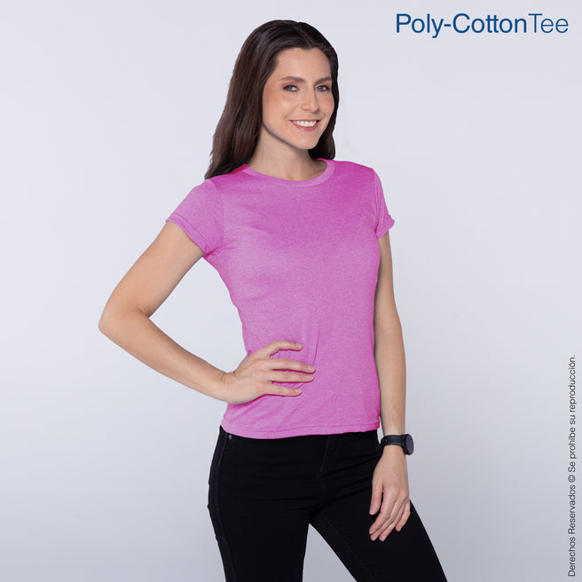 Women’s Crew Neck Short Sleeve Silhouette T-Shirt (Heather Fuchsia)