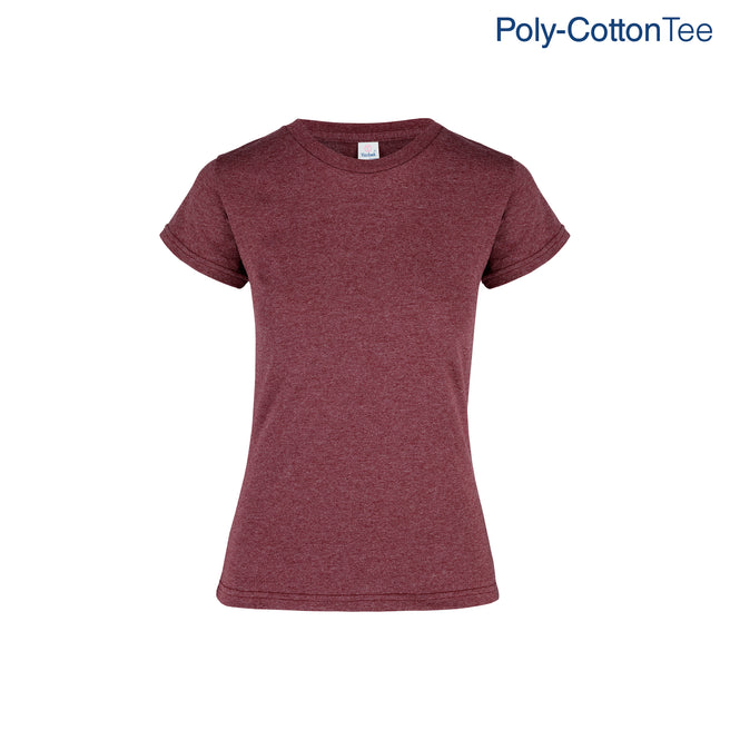 Women’s Crew Neck Short Sleeve Silhouette T-Shirt (Heather Maroon)