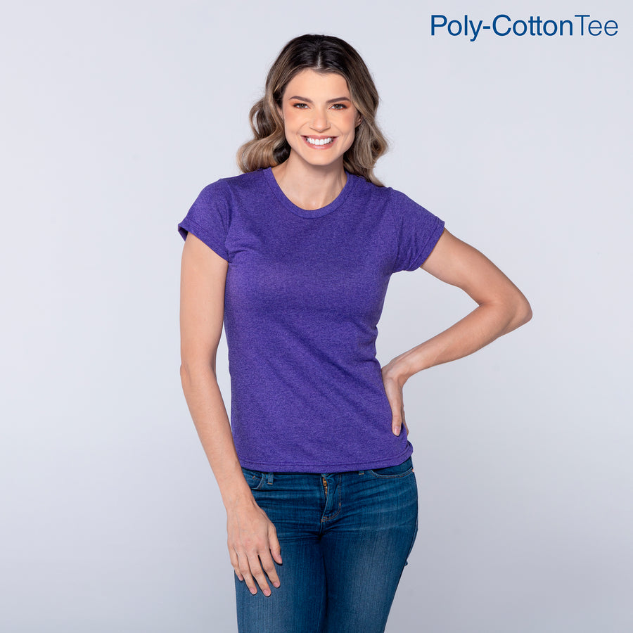 Women’s Crew Neck Short Sleeve Silhouette T-Shirt (Heather Purple)