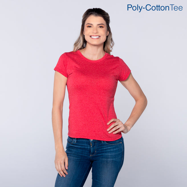 Women’s Crew Neck Short Sleeve Silhouette T-Shirt (Heather Red)