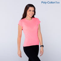 Women’s Crew Neck Short Sleeve Silhouette T-Shirt (Neon Pink)