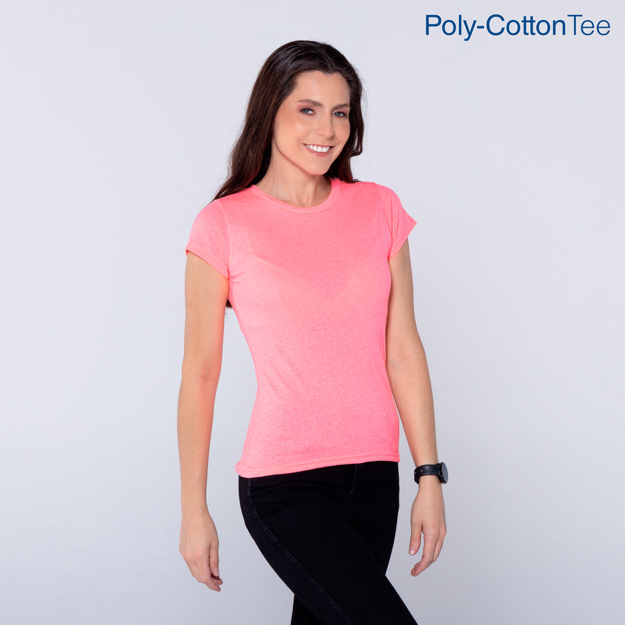 Women’s Crew Neck Short Sleeve Silhouette T-Shirt (Neon Pink)