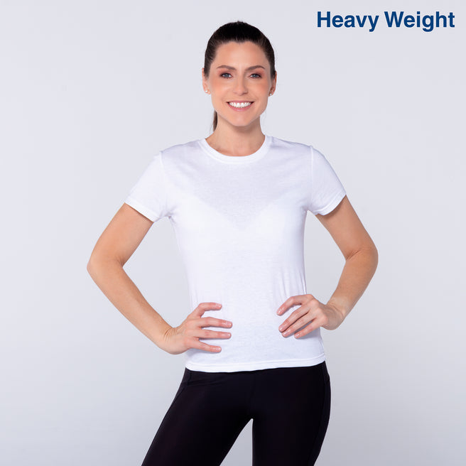 Women’s Heavy Weight Crew Neck Short Sleeve Silhouette T-Shirt (White)